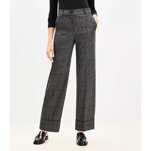 Loft Women's Size 6 Gray Houndstooth Straight Leg Cuffed Cropped Dress Pants NWT